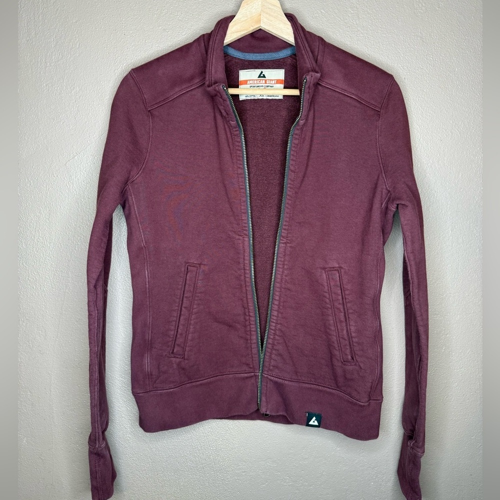 American Giant Burgundy Full Zip Heavyweight Sweatshirt Size XS Outerwear Comfy - Picture 6 of 16